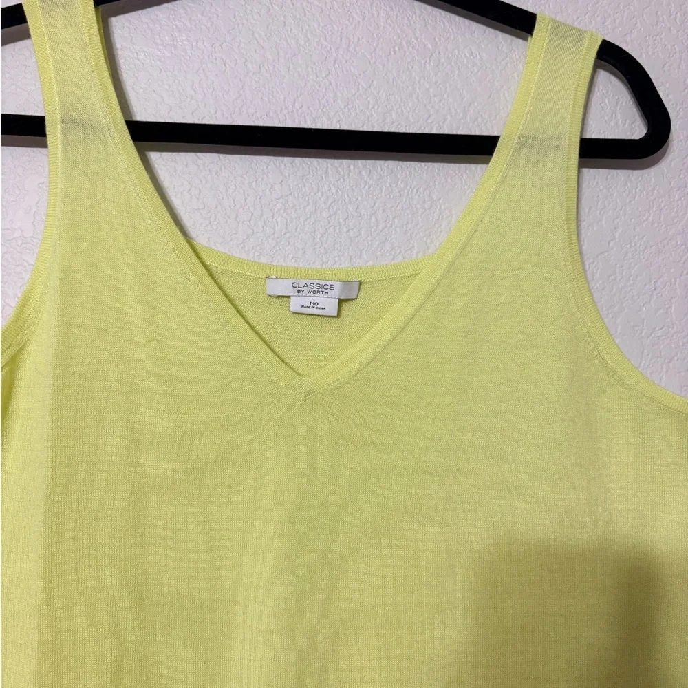 Chartreuse Cashmere V neck Tank Layering Lightweight Yellow Soft Top. Classics M - Picture 3 of 10